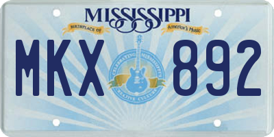 MS license plate MKX892