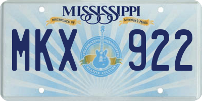 MS license plate MKX922