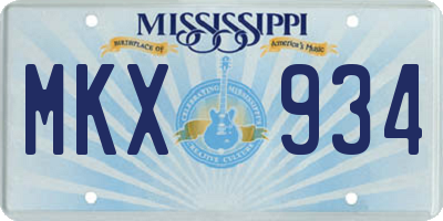 MS license plate MKX934