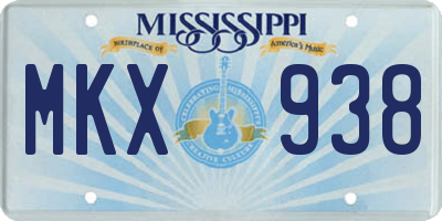 MS license plate MKX938