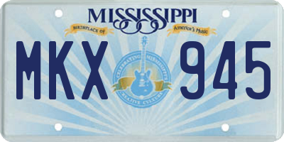 MS license plate MKX945