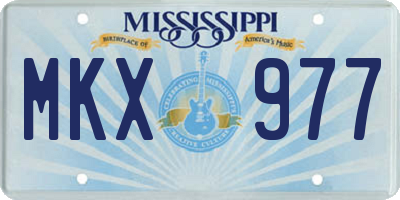 MS license plate MKX977