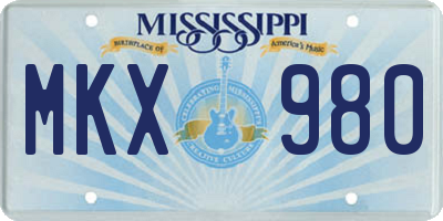 MS license plate MKX980