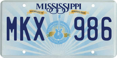 MS license plate MKX986