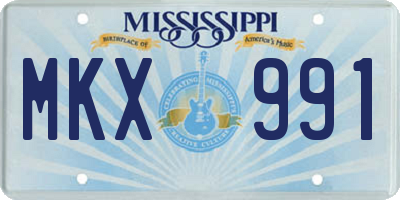 MS license plate MKX991