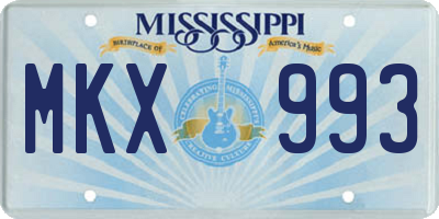 MS license plate MKX993