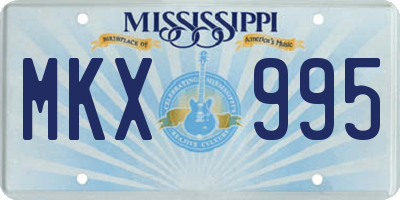 MS license plate MKX995