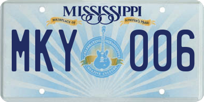 MS license plate MKY006
