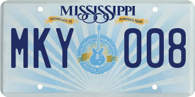 MS license plate MKY008