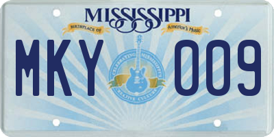MS license plate MKY009