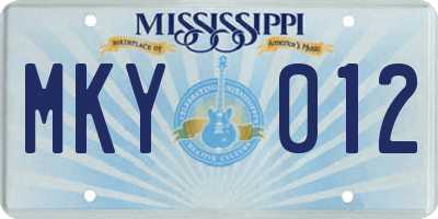 MS license plate MKY012