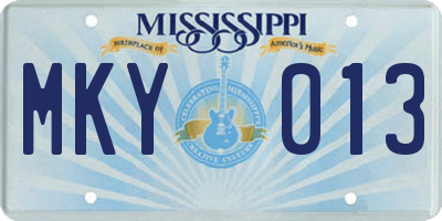 MS license plate MKY013