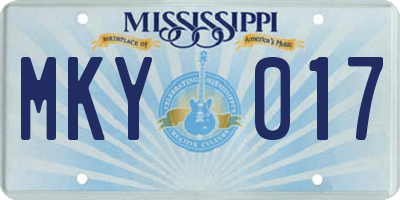 MS license plate MKY017