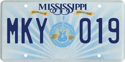 MS license plate MKY019