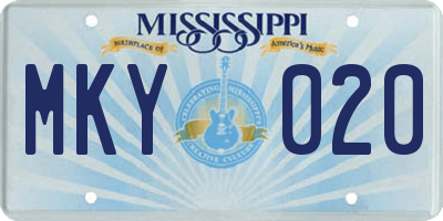 MS license plate MKY020
