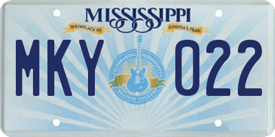 MS license plate MKY022