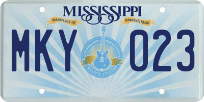 MS license plate MKY023