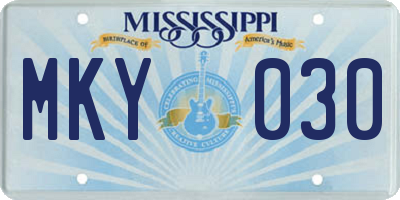 MS license plate MKY030