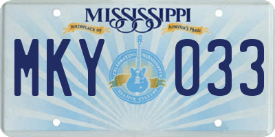 MS license plate MKY033