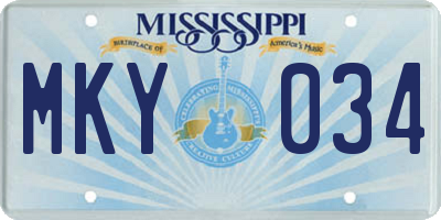 MS license plate MKY034
