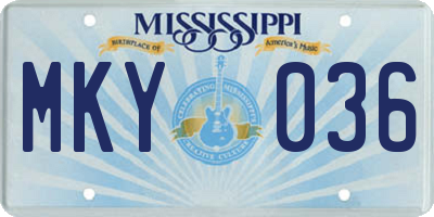 MS license plate MKY036