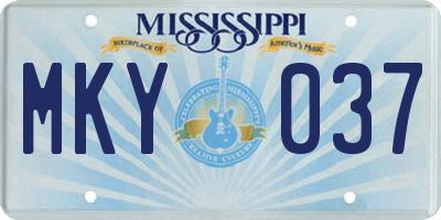 MS license plate MKY037