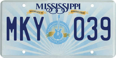 MS license plate MKY039