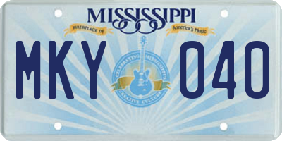 MS license plate MKY040
