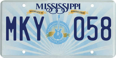 MS license plate MKY058