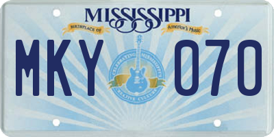 MS license plate MKY070