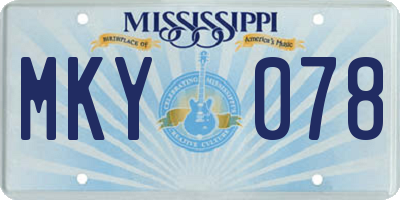 MS license plate MKY078