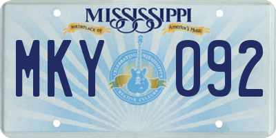 MS license plate MKY092