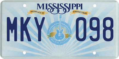 MS license plate MKY098