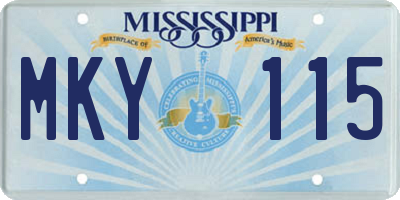MS license plate MKY115