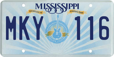 MS license plate MKY116