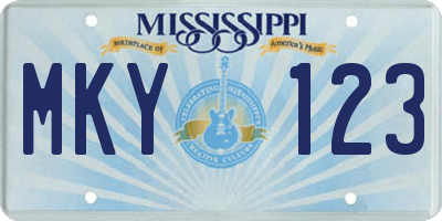 MS license plate MKY123