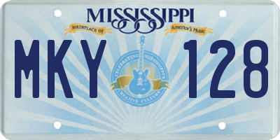 MS license plate MKY128