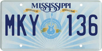 MS license plate MKY136