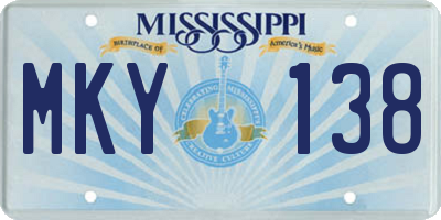 MS license plate MKY138