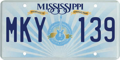 MS license plate MKY139