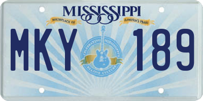MS license plate MKY189