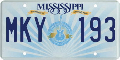 MS license plate MKY193