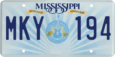 MS license plate MKY194