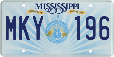 MS license plate MKY196