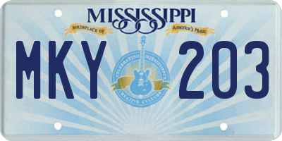 MS license plate MKY203
