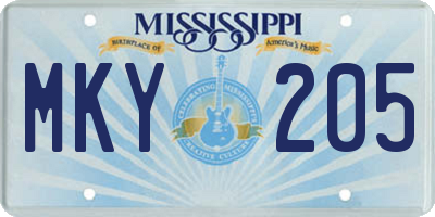 MS license plate MKY205