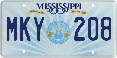 MS license plate MKY208