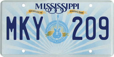 MS license plate MKY209