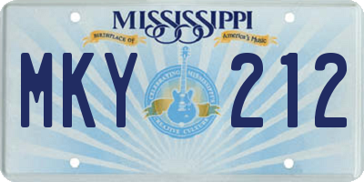 MS license plate MKY212