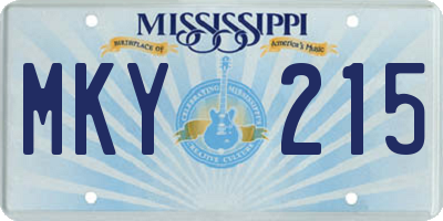 MS license plate MKY215